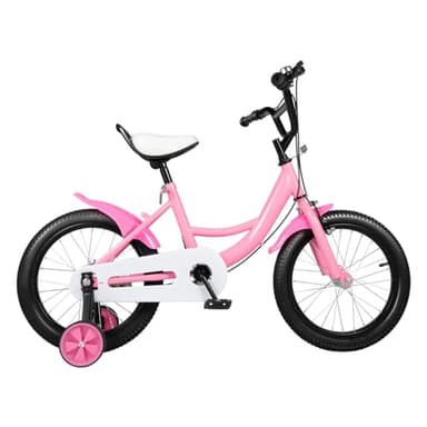 CHIMHOON bicicleta infantil de 16 pulgadas, para niñas, multicolor, adecuada para 5-8 años, ruedas estabilizadoras (rosa)