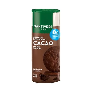 SANTIVERI - Galletas Integrales Cacao, con Fibra y 0% Azúcares Añadidos, Sin Aceite de Palma, Vegano - 200 g