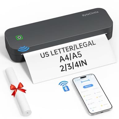 ByteCintia A4 Impresora portátil térmica, Impresora de Papel A4 Bluetooth para Oficina Móvil, Compatible con teléfonos Android e iOS y computadoras portátiles,