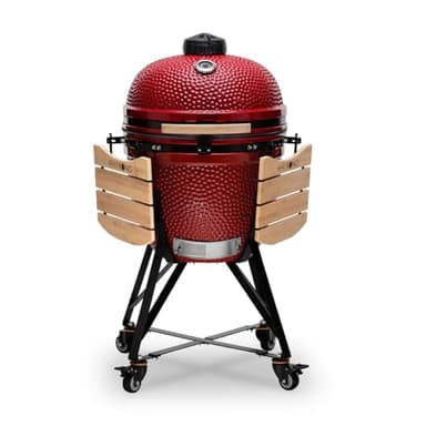 Kamado BONO BBQ - Barbacoa Grande XXL con 6 accesorios - Ø 59 cm Kamado Barbacoa con Accesorios - Parrilla ahumador rojo en la terraza, balcón o jardín