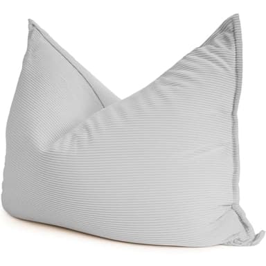 bananair - Puff Gigante de Pana Ancho - Suave y Confortable - Puff Cama con Relleno de Espuma Incluido, Óptimo Apoyo para la Espalda - Bean Bag, Sofa Puff XXL Muy Cómodo (180 x 140 cm, Gris Claro)