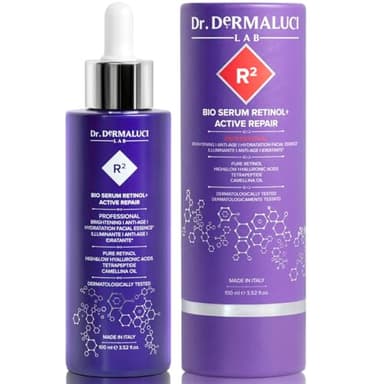 Serum Facial Retinol Puro 0,10% 100ML BIO | Peptidos Reafirmantes, Acido Hialuronico Doble Peso, Aceites de Camelia y Oliva, Extractos Calmantes | Antiedad Luminosidad Antioxidante Natural |Italia