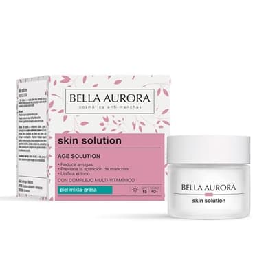 BELLA AURORA Crema Hidratante Facial de Día 50ml 40+ Años Piel Mixta-Grasa SPF 20 Anti-Edad y Anti-Manchas Tratamiento Facial Hidratante