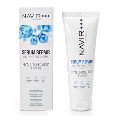 NAVIR Profesional | Sérum pelo seco y dañado con Ácido Hialurónico, Keratina y Aceite de Chía – Anti Frizz e hidratación profunda – Tratamiento hidratante cabello – Sin sulfatos ni parabenos - 75 ml