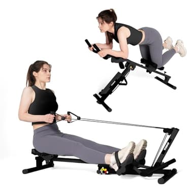 TODO 3 en 1 Maquina de Remo para Casa, Multifuncional Máquina Remo con 2 Intensidades Regulable, AB Maquina Abdominales Remo Fitness Silenciosa para Uso Doméstico, Máxima 120KG