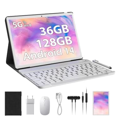 PIXPEAK Tablet 10 Pulgadas Android 14.0 con 5G WiFi, 36GB RAM+128GB ROM(1TB Ampliable), Octa Core 2.0 GHz Tableta, 8000mAh, 5MP+8MP, FHD, WLAN, Bluetooth, GPS, Tablet con Teclado ect (Or)