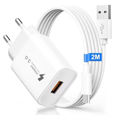 Cargador USB Carga Rapida para Xiaomi Redmi 12/Note 12/11/10/9/8,11T/Mi12/Mi11/Mi10/Mi9/Redmi Pro5G/Poco X3 Pro NFC, Samsung A14/A15/A33/A34/S10, Quick Charge 3.0 Cargador Movil con Cable USB C 2M