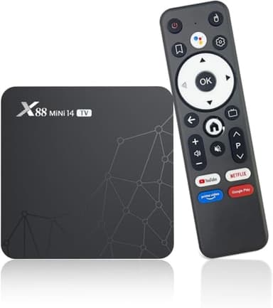 X88 Mini I‎‎‎P‎‎‎T‎‎‎V Android TV Box 14,2GB RAM 16GB ROM TV Box 4K HDR10 RK3518 Quad-Core,100M Ethernet WiFi 6/Bluetooth 5.2, Control por Voz en Español Box TV Android