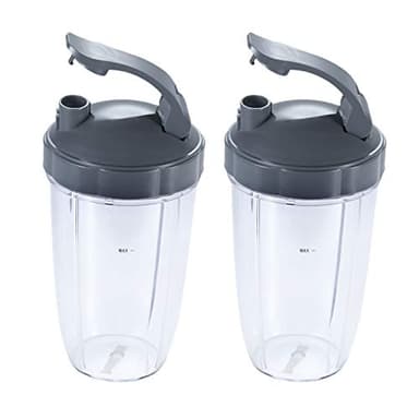 DRELD Tazas Exprimidor de 2 Vasos de 24 onzas Piezas de Repuesto Compatible con Nutribullet 600W 900 W, Vaso de Repuesto para Licuadora 24 Onzas con Tapas