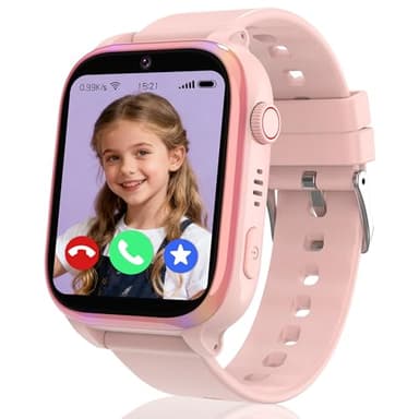Reloj Inteligente Niño GPS, 4G Smartwatch Niños con GPS y Llamadas, SOS, HD Videollamada, Modo Escuela, Chat de Voz, IP68 Impermeable, Despertador, Juegos, Reloj Niños Regalo para Niñas y niños