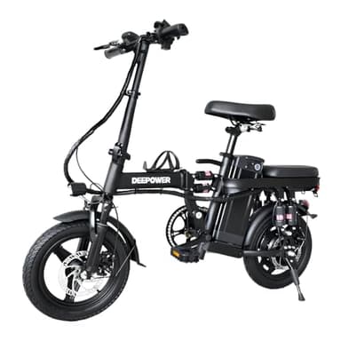 DEEPOWER Bicicleta Eléctrica Plegable, Bicicleta Eléctrica, Batería 48V 10Ah Extraíble, Motor de 250W, Frenos de Disco Duales, Bicicleta de Ciudad para Adultos Adoles (10Ah)