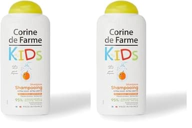Corine de Farme - Champú Kids para Niños 300 ml - Producto Infantil Extra Suave - Perfume Albaricoque - Cosmético Natural - Francia - Pieles Sensibles (Paquete de 2)