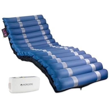Mobiclinic® Pro, Colchón antiescaras de Aire alternante, 200x105 x12, 8cm, Compresor silencioso, Mobi 3 Plus, Único 105 cm Ancho, 17 Celdas, para escaras Grado i, II y III, Azul