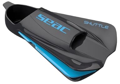 Seac Shuttle - Aletas cortas de natación 100% silicona para entrenamiento cardiovascular y de fuerza, unisex, para adulto, color negro y azul, 45/46