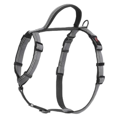 Arnés para caminar HALTI - Arnés Anti tirones Ligero para Perros con Asa, Reflectante y Ajustable, ideal para Adiestramiento Canino. Apto para Cachorros y Perros Pequeños (Talla S, Negro)