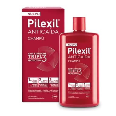 PILEXIL - Champú Anticaída Triple Protection 450 ml - Frena la Caída del Cabello, Fortalece y Suaviza la Fibra Capilar e Hidrata y Protege el Cuero Cabelludo - Para Hombres y Mujeres
