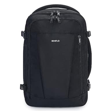 ECOHUB - Bolsa de cabina para compañía aérea de bajo coste de 40 x 20 x 25 cm para equipaje de mano, Black, 40x20x25cm