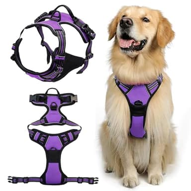 Arnes DKDDSSS Perro Arnés Pecho Antitirones, Chaleco Acolchado Ajustable, Transpirable con Cinta Reflectante (S)