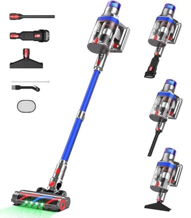 S18 Aspiradora sin Cable, Aspirador de Mano de Separación de Polvo de 2L con Doble Taza Mejorada, 70 Minutos de Larga Duración, Aspirador Vertical,Adecuado para Suelos/Alfombras/Pelos Mascotas