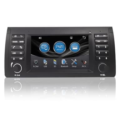 Radio para automóvil Compatible con BMW E39, M5, X5, Serie 5, E53. Admite CarPlay inalámbrico/cableado, Android Auto + Mirror Link, CuentaAM/FM/RDS/USB/DSP, Pantalla táctil HD de 7 Pulgadas.
