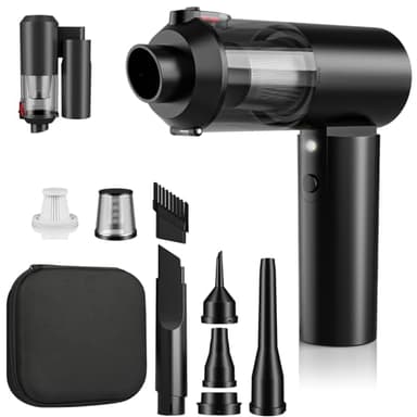 JUGVOLX Aspirador de Mano 10000 PA Mini Aspirador Coche Potente Portátil sin Cable Carga USB, Aire Comprimido Limpieza PC,Vacuum Cleaner de Coche Inalámbrico Potente