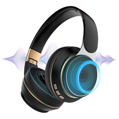 LuLuanping Cascos Circumaurales para Gaming, Auriculares Inalámbricos de Bluetooth, Cascos Gaming Inalámbricos para PS5/PS4/PC/Switch/Mac, Cable de Audio de 3.5 mm, Micrófono Oculto (Negro)
