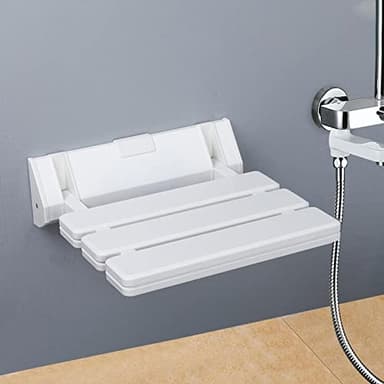 BTSAE Asiento de Ducha Plegable para baño, Apto para bañera, Asiento De Ducha Montado En La Pared, Silla De Ducha Antideslizante para Ancianos, Discapacitados, Soporta 130kg, Ahorro de Espacio
