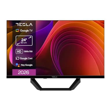 TESLA Smart TV 24 Pulgadas HD Ready con Google TV - HDR10, WiFi y Bluetooth, Google Assistant y Chromecast Integrado, 2 HDMI, 2 USB, DVB-T2/S2/C, Color Negro