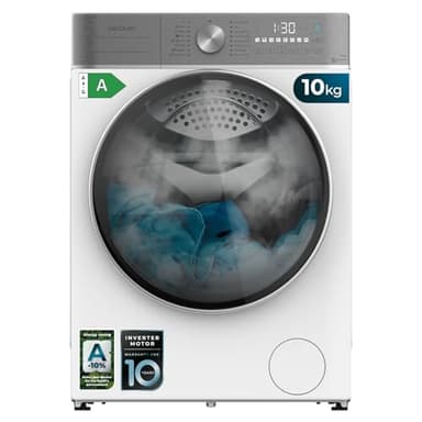 Cecotec Lavadora 10Kg Carga Frontal Bolero DressCode 10800 Inverter A 2000W, 1400 rpm, 16 Programas, Motor Inverter Plus, Vapor SteamMax, Lavado Inteligente, Detector de Carga