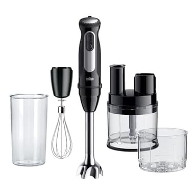 Braun MultiQuick 5 Pro MQ 55755 M, Batidora de Mano con Tecnología PowerBell Plus, Minipimer 25 Velocidades+Turbo, EasyClick Plus, Mini Procesador de Alimentos, Picadora SizeControl, 500ml Vaso, 1000W