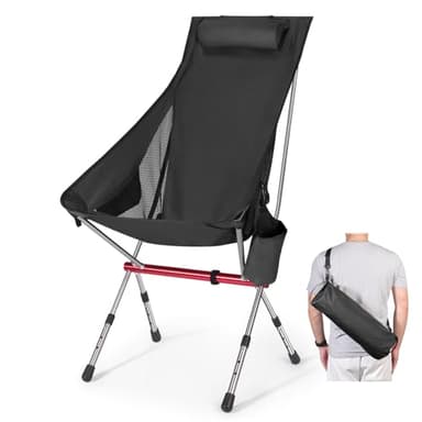 OKYUK Silla Plegable de Camping 2025 – Silla de Exterior Ajustable en 3 Alturas (96/98/100 cm), Portátil y Fácil Montaje, para Acampada, Playa, Fiestas – Soporta 150 kg, Ligera (Negro)