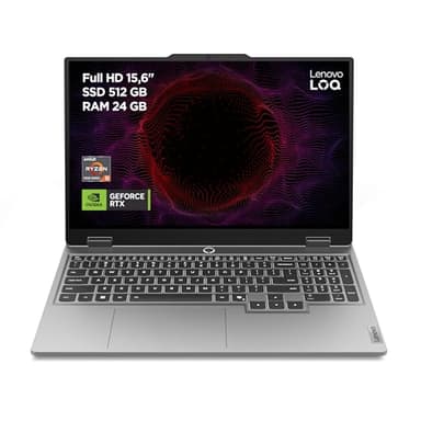 Lenovo LOQ Gen 9 - Ordenador Portátil Gaming IA 15.6" FHD, 144 Hz (AMD Ryzen 5 7235HS, NVIDIA GeForce RTX 3050, 24 GB RAM, 512 GB SSD, Wi-Fi 6, Sin Sistema Operativo) Teclado QWERTY Español - Gris