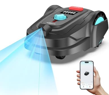 YARDCARE M800Plus Robot Cortacesped sin Cable Perimetral,Corte en Curva, Max 800 m², AI Visual Navegación, Retorno Estación de Carga Cortacesped Robot, Control por APP, Evitación Precisa de Obstáculos