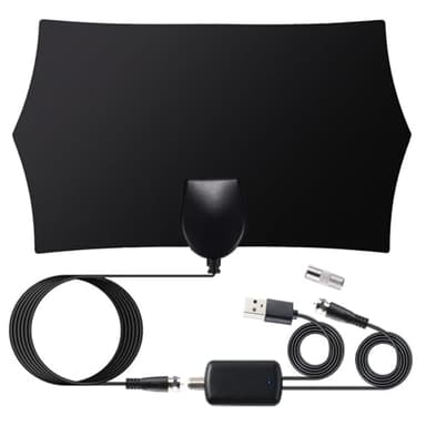 Rpanle Antena TV Interior, Antena de HDTV Digital con Amplificador de Señal y Cable Coaxial, para 4K 1080p VHF UHF Alcance de 120 Millas