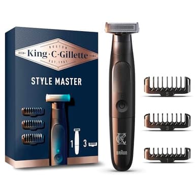 King C. Gillette Style Master Recortadora Para Barba Sin Cable Para Hombre Con Hoja 4D