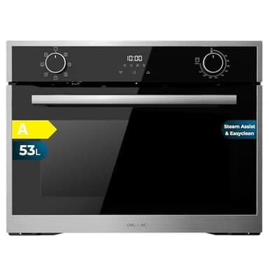 Cecotec Horno Integrable 45cm Alto Multifunción Bolero Hexa M224500 Edge A. 2600W, 53L Capacidad, 7 Funciones, Grill, Fan Assisted Grill, Convección, Defrost, Steam Base X2, Steam EasyClean, Vapor