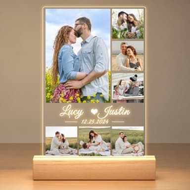 Regalos Originales para Mujer y Hombre, Cuadro Personalizado con Foto, Lampara Personalizada con Foto, Marcos de Fotos Personalizado, Regalos Personalizados para Mujer, Regalo Aniversario Pareja Boda