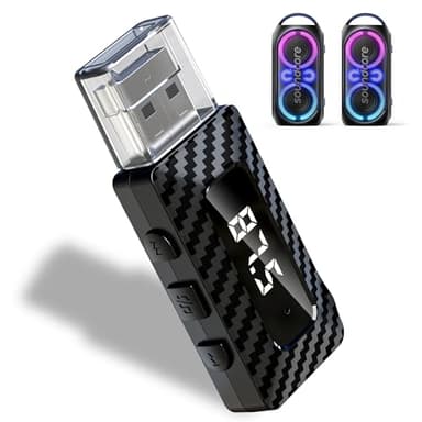 Bluetooth USB 5.3 Receptor Bluetooth,Adaptador Bluetooth para PC Bluetooth PC,Bluetooth para PC Adaptador Bluetooth USB Bluetooth con 3,5 mm aux,Adaptedor para TV/Radio