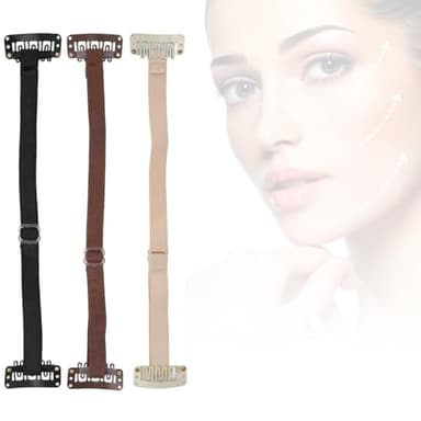COYUN 3 Piezas Face Lift Band Face Lifting Hairpins, Cinta de levantamiento facial instantáneo, para Eliminar las Arrugas en la Cola de los Ojos, 3 Unidades (Negro + Marrón+Albaricoque)