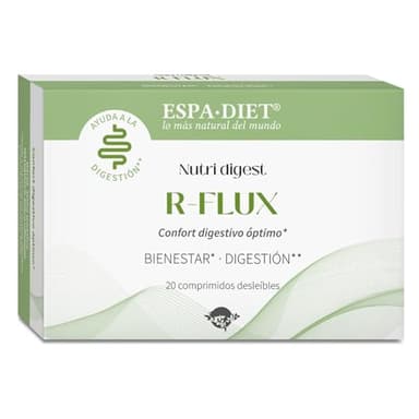 R-Flux Espadiet - Comprimidos Desleíbles para la Acidez, Reflujo y Ardor Estomacal - Con Calcio, Aloe Vera, Malva y Regaliz - Alivio Digestivo Natural y Rápido - 20 Comprimidos Desleíbles