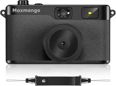Maxmango D53 Cámara Digital de Estilo Retro sin Pantalla, 12 MP Filtros DIY, Cámara Digital compacta sin Pantalla con Tarjeta SD de 8 GB para 4000 Fotos (Negro)