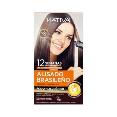 Kativa Kit Alisado Brasileño - Nueva fórmula con ácido hialurónico - Tratamiento Alisado Profesional en casa - Hasta 12 Semanas de duración - Alisado Keratina - Fórmula vegana - Fácil de aplicar