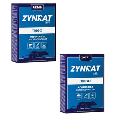 Raticida Veneno contra Ratas y Ratones en Formato Trigo ZYNRAT BF Trigo MUY EFICAZ 150 GR | Rodenticida Cebo de Trigo | Control de Ratas y Ratones | Alta Eficacia por Ingestión | Nexum Market | 2 Und