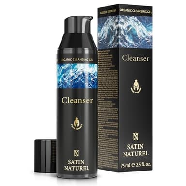 Satin Naturel Limpiador Facial Hombre Bio 75 ml – con Aloe Vera y Lúpulo para una Limpieza Profunda – Contra los Granos y Puntos Negros – Cuidado Facial Vegano