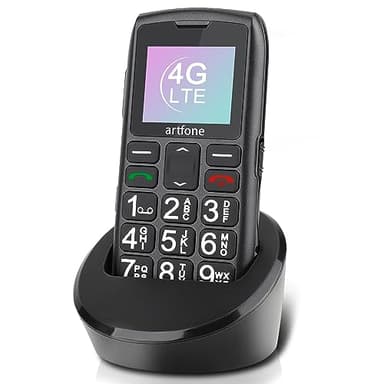 artfone Teléfono Móvil para Personas Mayores de Teclas Grandes, C1+ 4G LTE Senior, Volumen Alto, Botón SOS, Base Cargadora, Batería de 1400 mAh, Fácil de Usar para Ancianos Negro