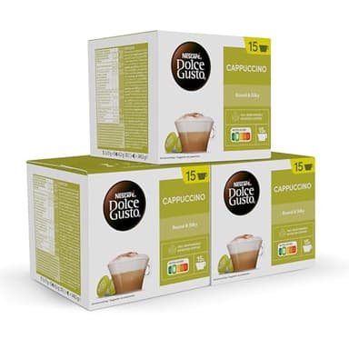 NESCAFÉ Dolce Gusto Cappuccino - Cápsulas de Café, 90 Cápsulas (3 x 30) - 45 taza de café - Clásico Italiano - Originales para cafeteras Dolce Gusto