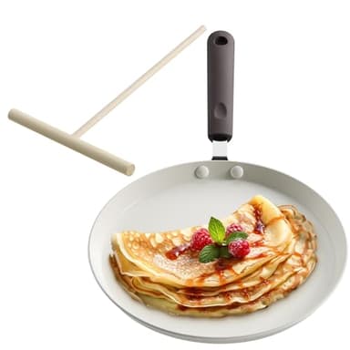 Navaris Sartén para Crepes - Sartén Antiadherente para Crepes Tortitas filloas Huevos - Crepera Plana Apta para inducción - 26 cm de diámetro - Color Crema