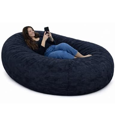bananair - Puff Gigante XXL con Relleno de Espuma Incluído - Cómodo, Suave y Espacioso - Funda Desenfundable y Lavable - Bean Bag, Puff Cama Ideal para Relajarse (160 x 90 x 60 cm, Azul)