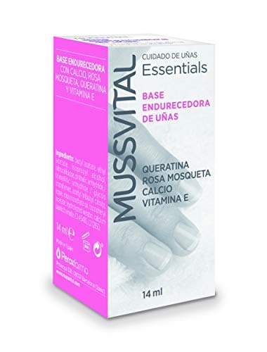 MUSSVITAL Essentials Base Endurecedor de Uñas, 14 ml, Queratina, Rosa Mosqueta, Calcio, Vitamina E, Proporciona una Resistencia Adicional Contra Posibles Roturas de Golpes