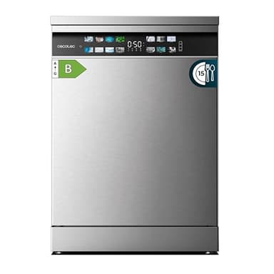 Cecotec Lavavajillas 60 cm Libre Instalación Bolero Aguazero 6700 Inox B. 15 Cubiertos, Bajo Consumo, Motor Inverter Plus, Pantalla Fullcolor XXL, Tercera Bandeja, 8 Programas, Dual Zone Wash, Inox